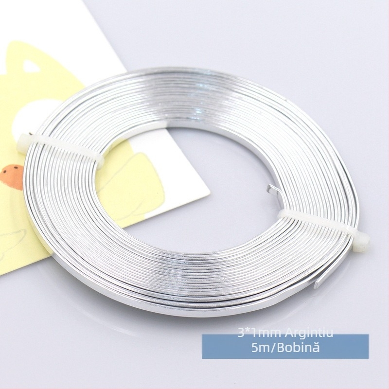 Sârmă plată colorată din aluminiu 3×1 mm, bandă din aluminiu pur pentru bijuterii DIY și creații florale