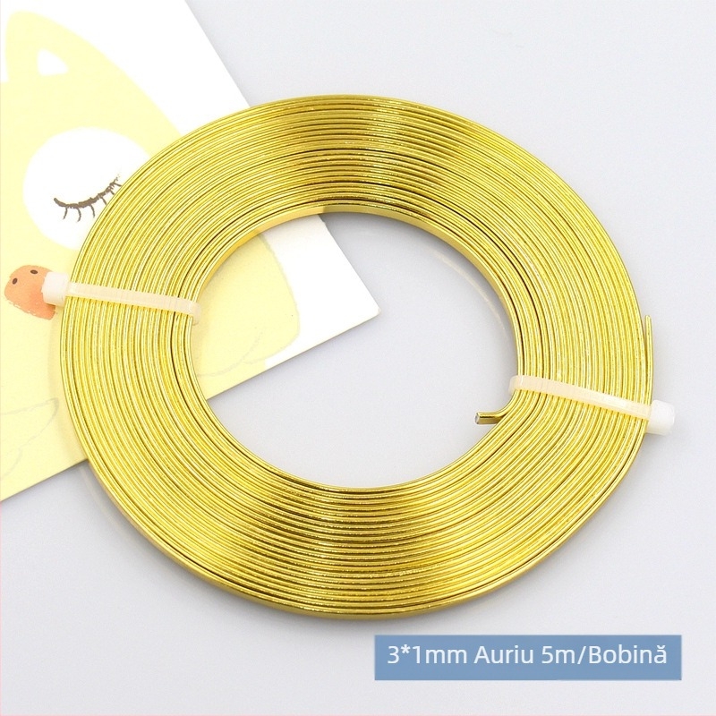 Sârmă plată colorată din aluminiu 3×1 mm, bandă din aluminiu pur pentru bijuterii DIY și creații florale