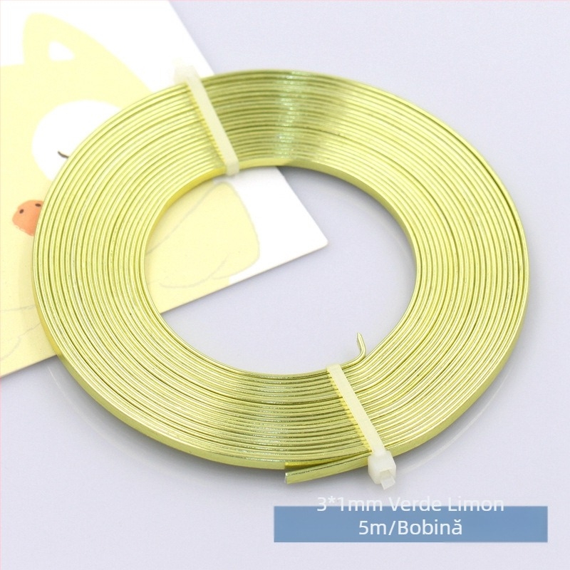 Sârmă plată colorată din aluminiu 3×1 mm, bandă din aluminiu pur pentru bijuterii DIY și creații florale