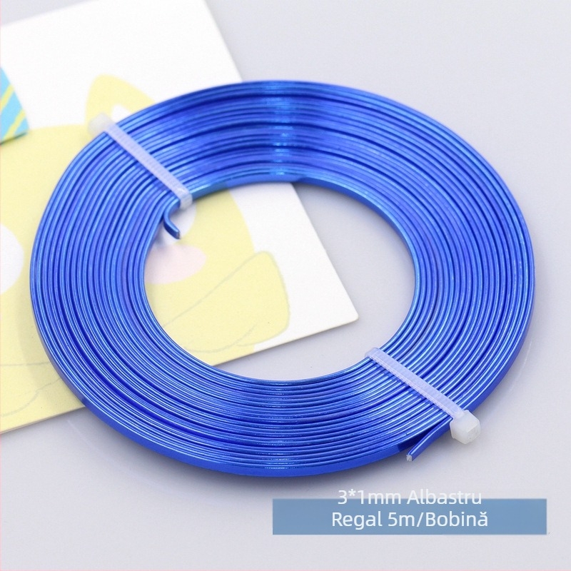 Sârmă plată colorată din aluminiu 3×1 mm, bandă din aluminiu pur pentru bijuterii DIY și creații florale