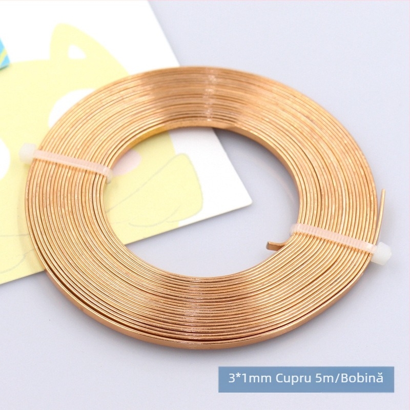 Sârmă plată colorată din aluminiu 3×1 mm, bandă din aluminiu pur pentru bijuterii DIY și creații florale