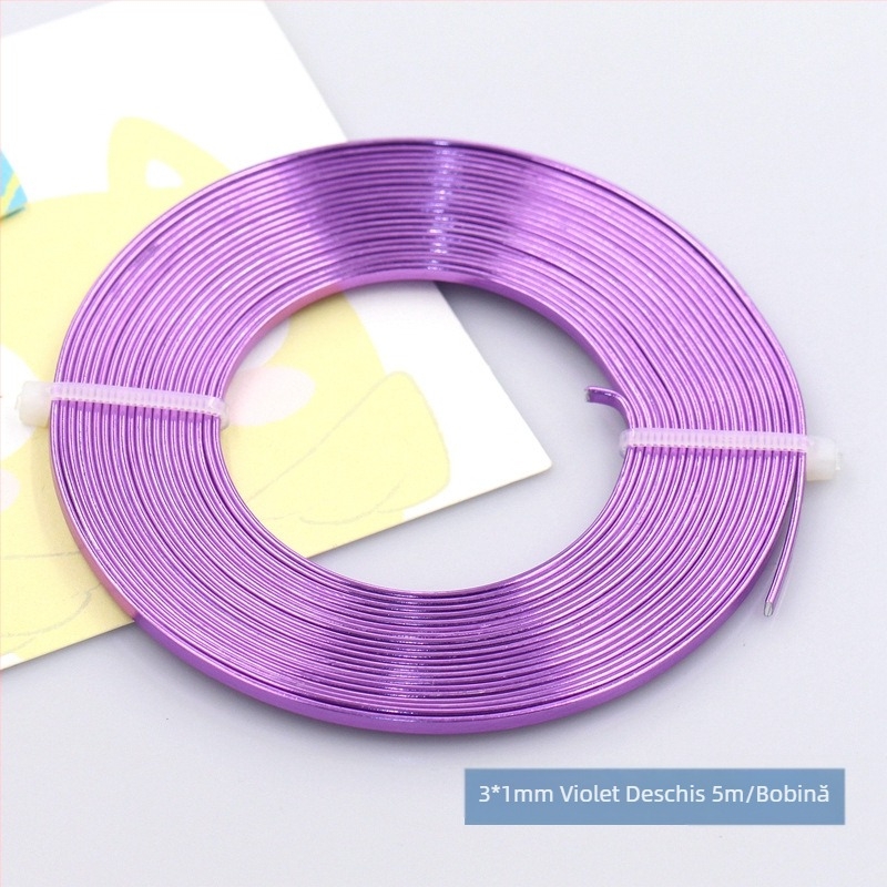 Sârmă plată colorată din aluminiu 3×1 mm, bandă din aluminiu pur pentru bijuterii DIY și creații florale