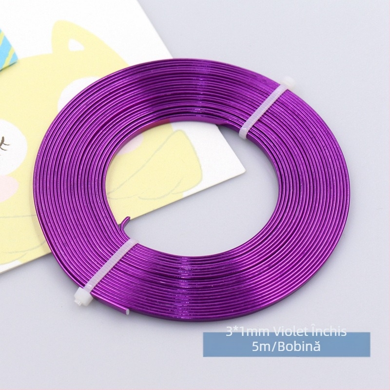 Sârmă plată colorată din aluminiu 3×1 mm, bandă din aluminiu pur pentru bijuterii DIY și creații florale