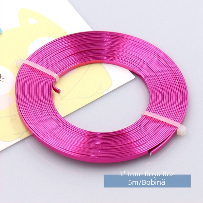 Sârmă plată colorată din aluminiu 3×1 mm, bandă din aluminiu pur pentru bijuterii DIY și creații florale