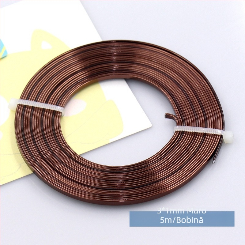 Sârmă plată colorată din aluminiu 3×1 mm, bandă din aluminiu pur pentru bijuterii DIY și creații florale