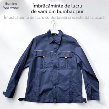 Costum de lucru din bumbac 100% pentru vară, ușor, pentru bărbați și femei, absorbant de transpirație, rezistent la uzură, anti-arsuri, potrivit pentru mecanici auto și sudori