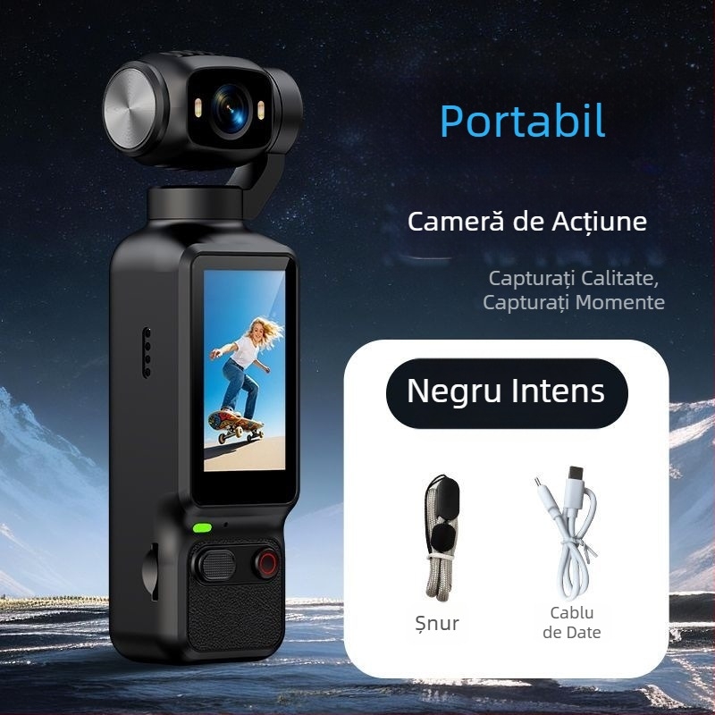Cameră gimbal de buzunar HD pentru vlogging și filmări în aer liber, stabilizare anti tremur