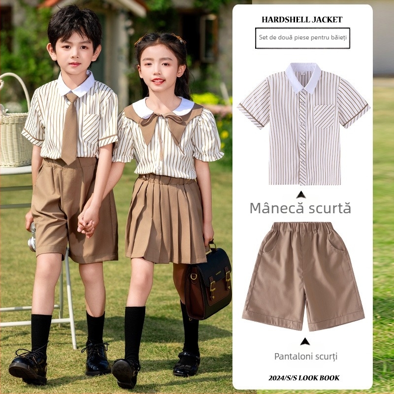 Set de uniformă școlară în stil britanic pentru copii — două piese, top cu mânecă lungă și pantaloni, pentru băieți și fete, haine pentru fotografii de absolvire, uniforme pentru grădiniță