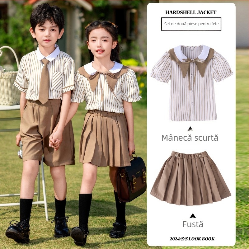 Set de uniformă școlară în stil britanic pentru copii — două piese, top cu mânecă lungă și pantaloni, pentru băieți și fete, haine pentru fotografii de absolvire, uniforme pentru grădiniță