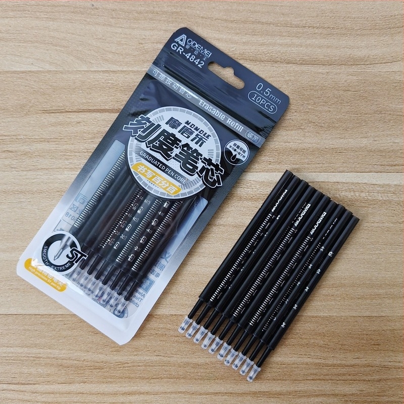 Set de 10 rezerve de gel pentru stilou retractabil, albastru-negru, 0.5 mm