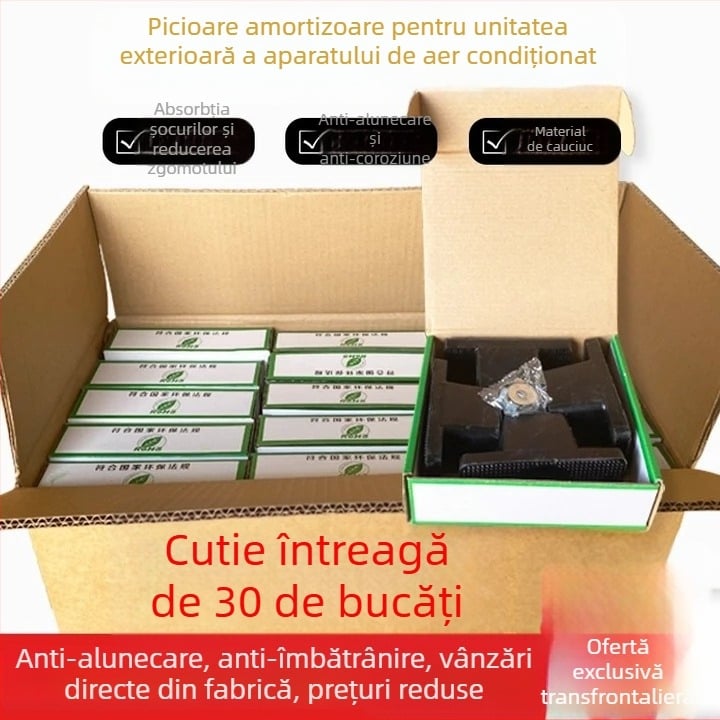 Padă amortizoare din cauciuc pentru unitatea exterioară a aerului condiționat, bază amortizare, izolare fonică, pătrat îngroșat universal