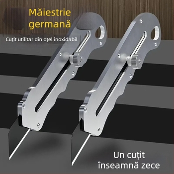 Cuțit utilitar din oțel inoxidabil, cadru din oțel integral, lamă neagră întărită, ideal pentru tăierea hârtiei și a tapetului
