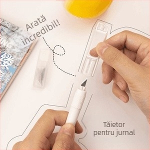 Cuțit alb de hobby pentru jurnale — tăietor de hârtie, tăietor de bandă, unealtă DIY pentru artă
