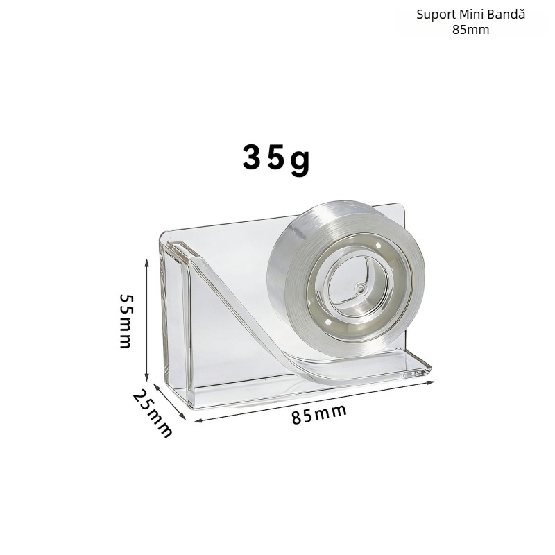 Suport pentru bandă acrilică transparentă și tăietor de bandă — instrument de birou manual simplu
