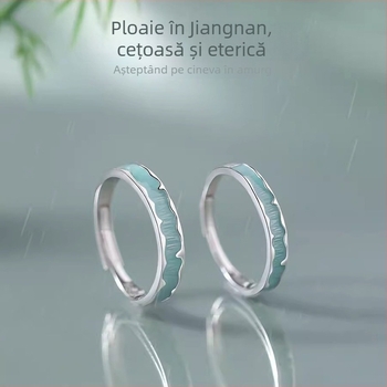 Ineluri pentru cuplu din argint S925 – design geometric, inlay din rășină epoxidică