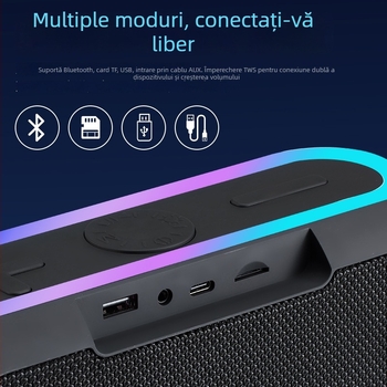Boxă Bluetooth 25W cu subwoofer, difuzor portabil pentru exterior, slot pentru card TF