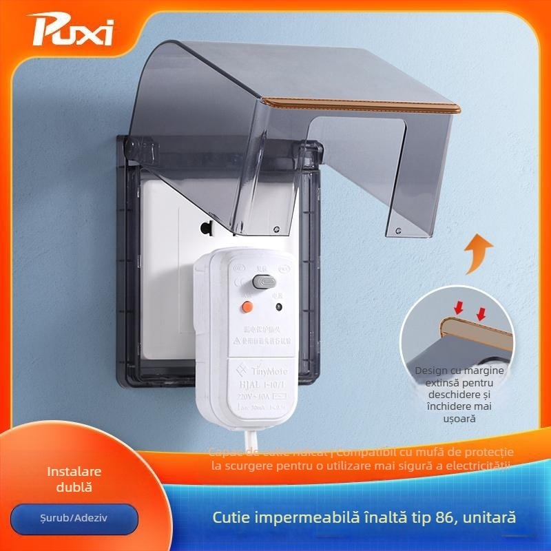 Tip 86 baie – toaletă inteligentă, priză înălțată, cutie impermeabilă, întrerupător de baie cu bandă adezivă, capac de protecție impermeabil