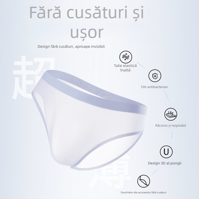 Boxeri bărbați din nylon, fără cusături, antibacterieni, cupă 3D conturată, talie medie