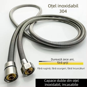 Furtun de duș din oțel inoxidabil 304 pentru baie, 1,5–2 m, extins, protecție împotriva exploziei