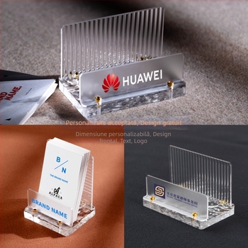 Suport pentru cărți de vizită din acrilic, design simplu, imprimare logo disponibil