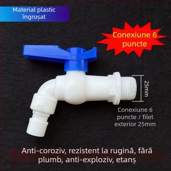 Robinet cu bilă, mâner albastru, din plastic, filet de 1/2, debit mare, deschidere rapidă, pentru mașina de spălat