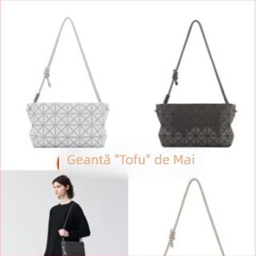 Model japonez nou: geometriu romb quiltat cu șnur, geantă tofu pătrată pentru femei, crossbody/umar, ediție limitată mai 2026.
