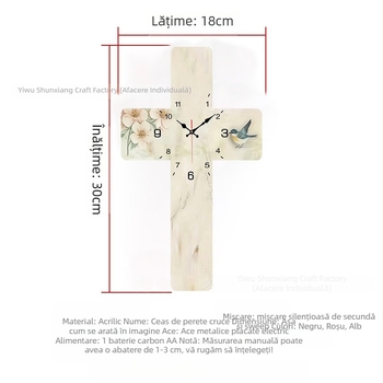 Ceas de perete modern, în formă de cruce, silențios, decor de lux pentru living