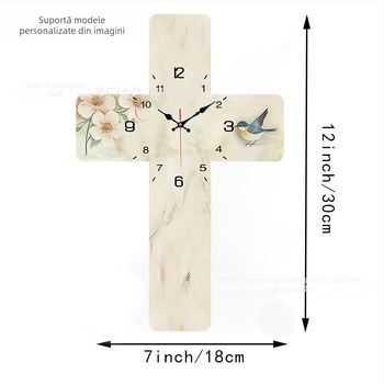 Ceas de perete modern, în formă de cruce, silențios, decor de lux pentru living
