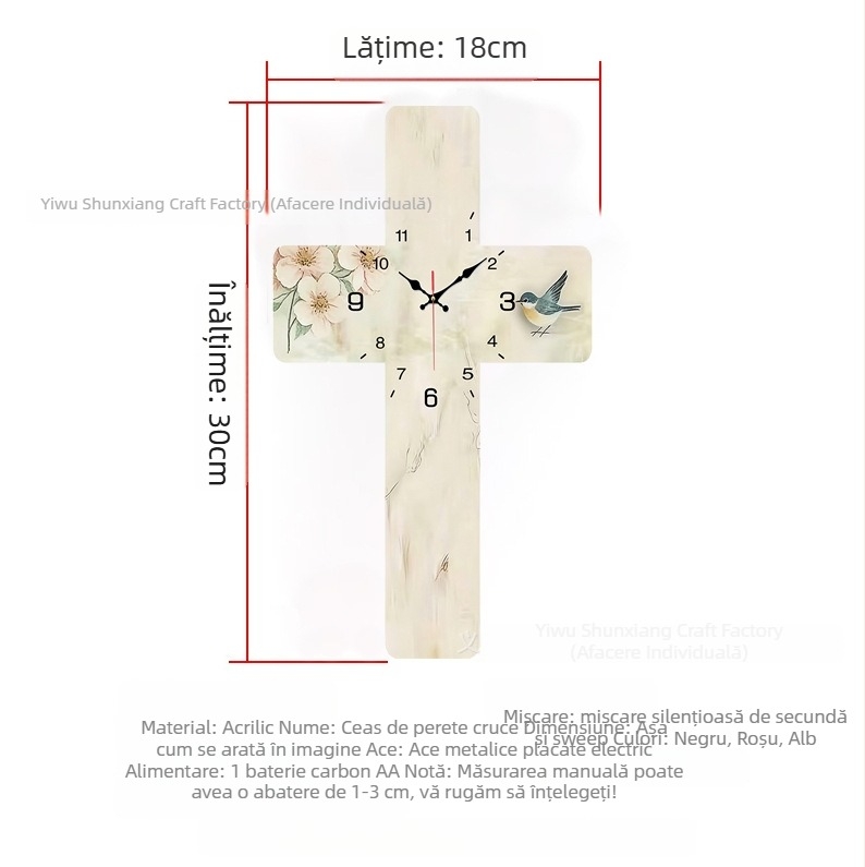 Ceas de perete modern, în formă de cruce, silențios, decor de lux pentru living