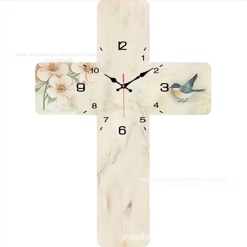 Ceas de perete modern, în formă de cruce, silențios, decor de lux pentru living