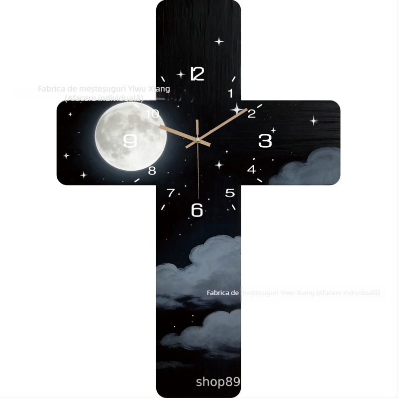 Ceas de perete modern, în formă de cruce, silențios, decor de lux pentru living