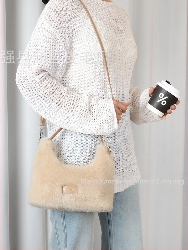 Geantă de damă crossbody din blană de nurcă, capacitate mare, modernă, proaspătă, simplă, versatilă, cu curea