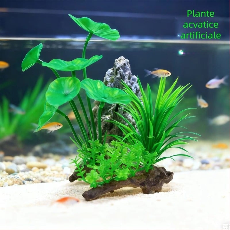 Plante acvatice artificiale din plastic pentru amenajarea acvariului