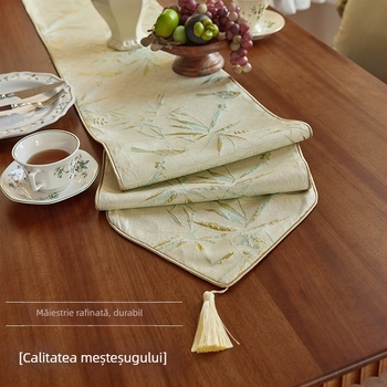 Cuvertură impermeabilă pentru masă de ceai, în stil chinezesc nou, antiderapant, model carouri, formă semicirculară