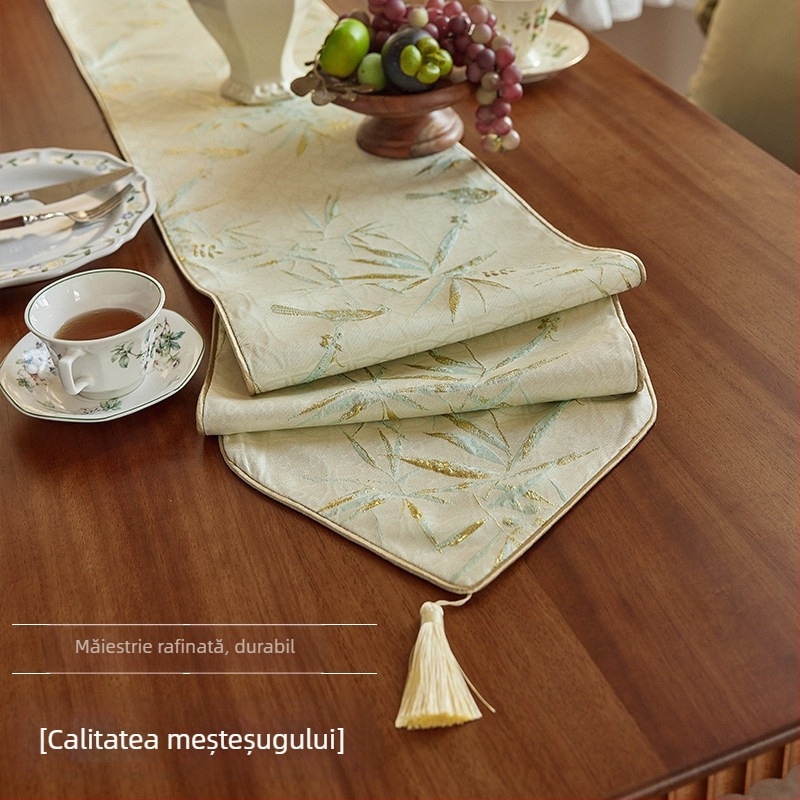 Cuvertură impermeabilă pentru masă de ceai, în stil chinezesc nou, antiderapant, model carouri, formă semicirculară