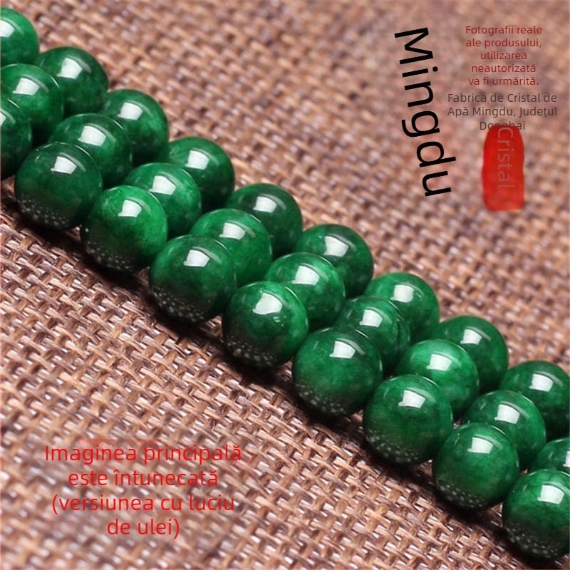 Mărgele libere verzi din jadit chalcedon 8A pentru bijuterii DIY