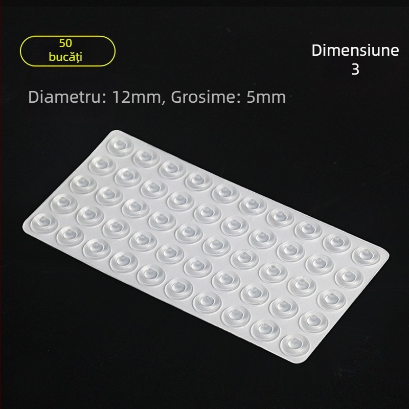 Perne autoadezive din silicon pentru ușile de dulap, transparente, antiderapante și amortizoare de zgomot, dimensiuni 12×4 mm, 8×1,5 mm, 8×2,5 mm, 12×5 mm