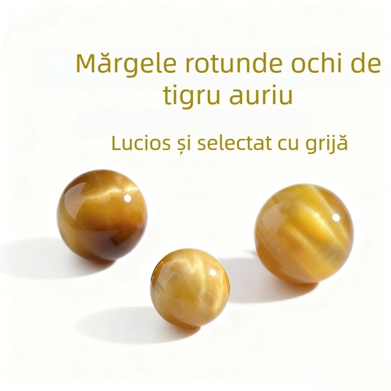 Bețe din ochiul de tigru 9A, mărgele libere rotunde în nuanțe aurii, accesorii pentru bijuterii DIY pentru brățară și colier (semi-fabricate)
