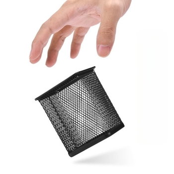 Suport pentru pixuri din metal, formă rotundă, model plasă – organizator de birou elegant