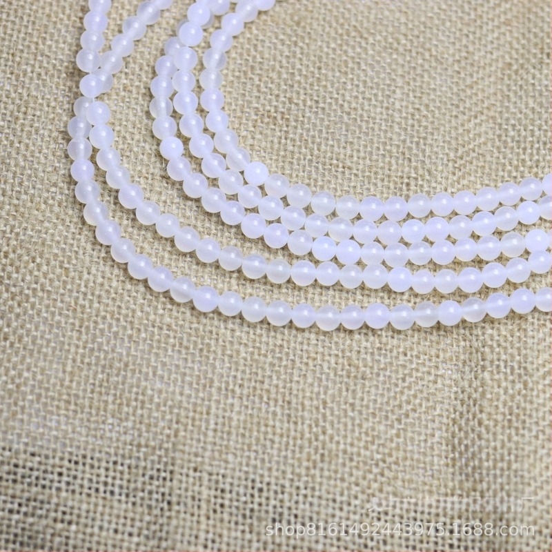 Mărgele rotunde albe din agată și calcedonie, pentru înșirare, material semi-fabricat pentru bijuterii DIY