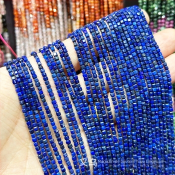 Lapis lazuli natural, mărgele despărțitoare pătrate de 2 mm, mărgele libere pentru bijuterii DIY, semi-fabricate pentru lanțuri lungi