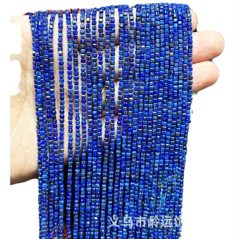 Lapis lazuli natural, mărgele despărțitoare pătrate de 2 mm, mărgele libere pentru bijuterii DIY, semi-fabricate pentru lanțuri lungi