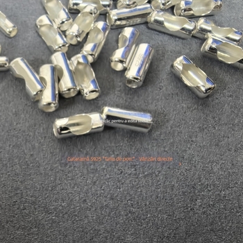 Lanț rotund din argint 925 cu mărgele lucioase, conector închidere brățară, accesorii DIY, capă reglabilă