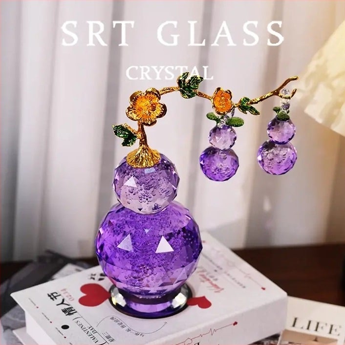 Dovleac de cristal cu viță — ornament realist de imitatie, stil chinezesc pentru prosperitate