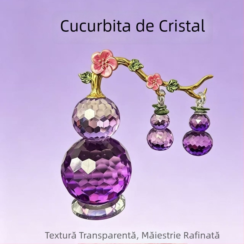 Dovleac de cristal cu viță — ornament realist de imitatie, stil chinezesc pentru prosperitate