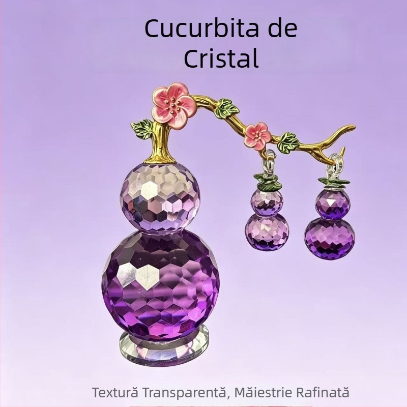 Dovleac de cristal cu viță — ornament realist de imitatie, stil chinezesc pentru prosperitate