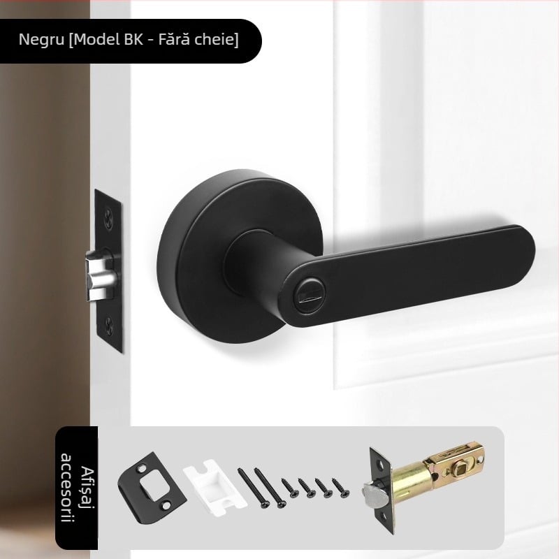 Gurui Încuietoare cu mâner stil american, trei bare, pentru uși interioare, aluminiu
