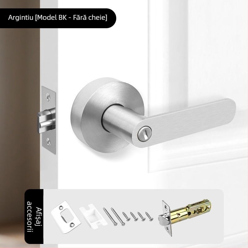Gurui Încuietoare cu mâner stil american, trei bare, pentru uși interioare, aluminiu
