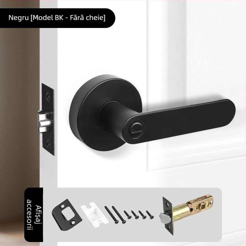 Gurui Încuietoare cu mâner stil american, trei bare, pentru uși interioare, aluminiu