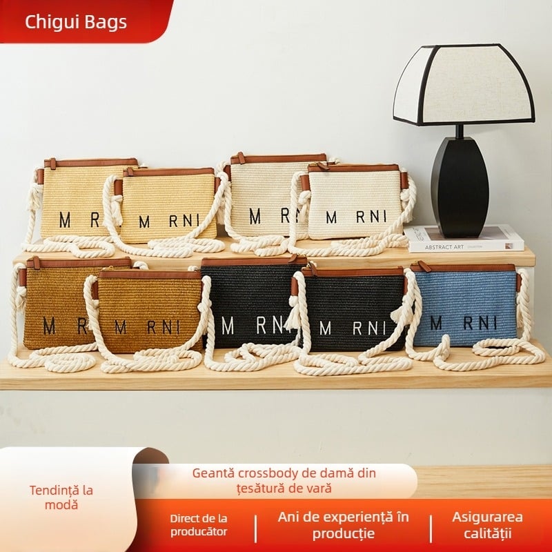 Geantă de paie cu capacitate mare pentru femei, crossbody și geantă de mână